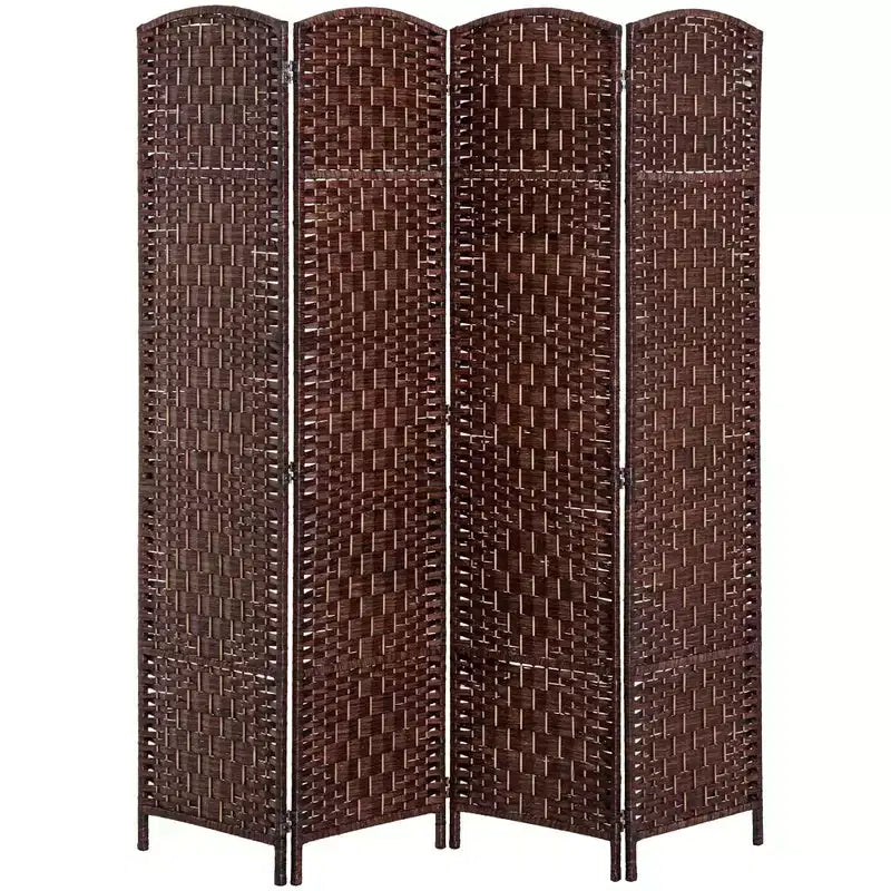 Divisorio a 4 pannelli in vimini intrecciato alto 183 cm per la privacy