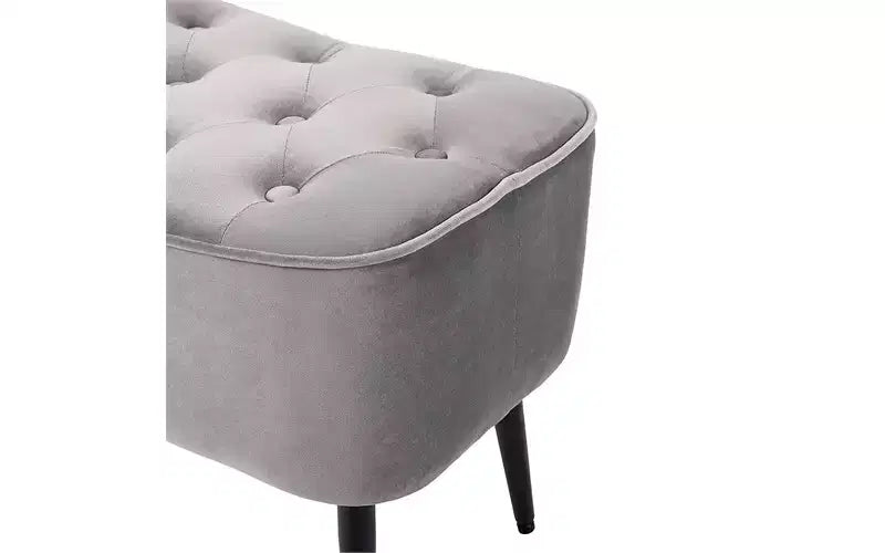 Pouf curvo capitonné - Sgabello poggiapiedi in velluto - Grigio